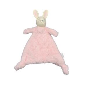 Mud Pie Baby Plush Pink Bunny Rabbit Lovey Security Blanket Rubber Face 11" Knot